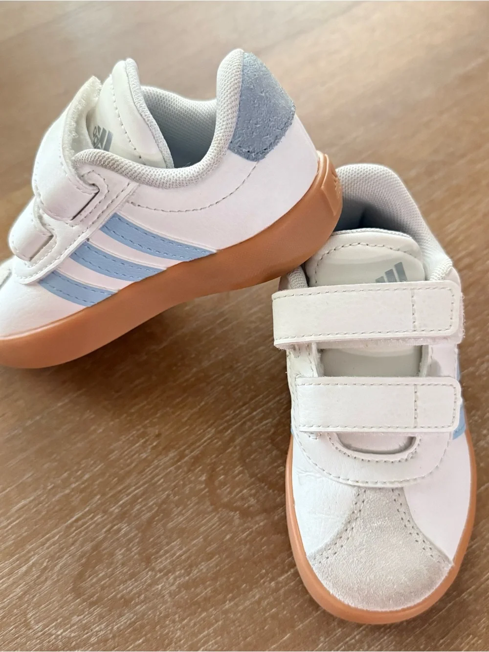 adidas White and Gum Velcro Toddler Sneakers